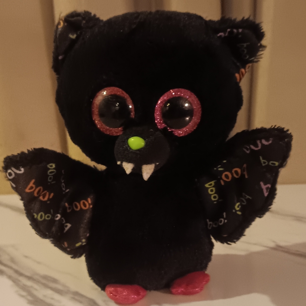 Ty Black Bat Plush with Vibrant Wing Accents